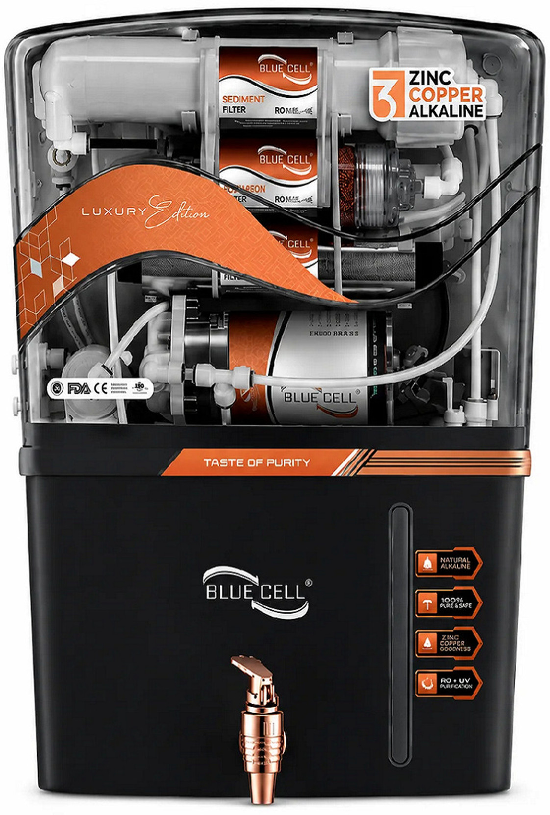 Blue Cell Venus 10 L RO + UV + UF + Copper + Alkaline + Minerals Water Purifier
