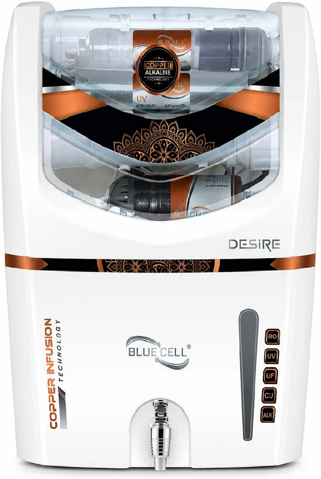 Blue Cell DESIRE 10 L RO + UV + UF + Copper + Alkaline + Minerals Water Purifier