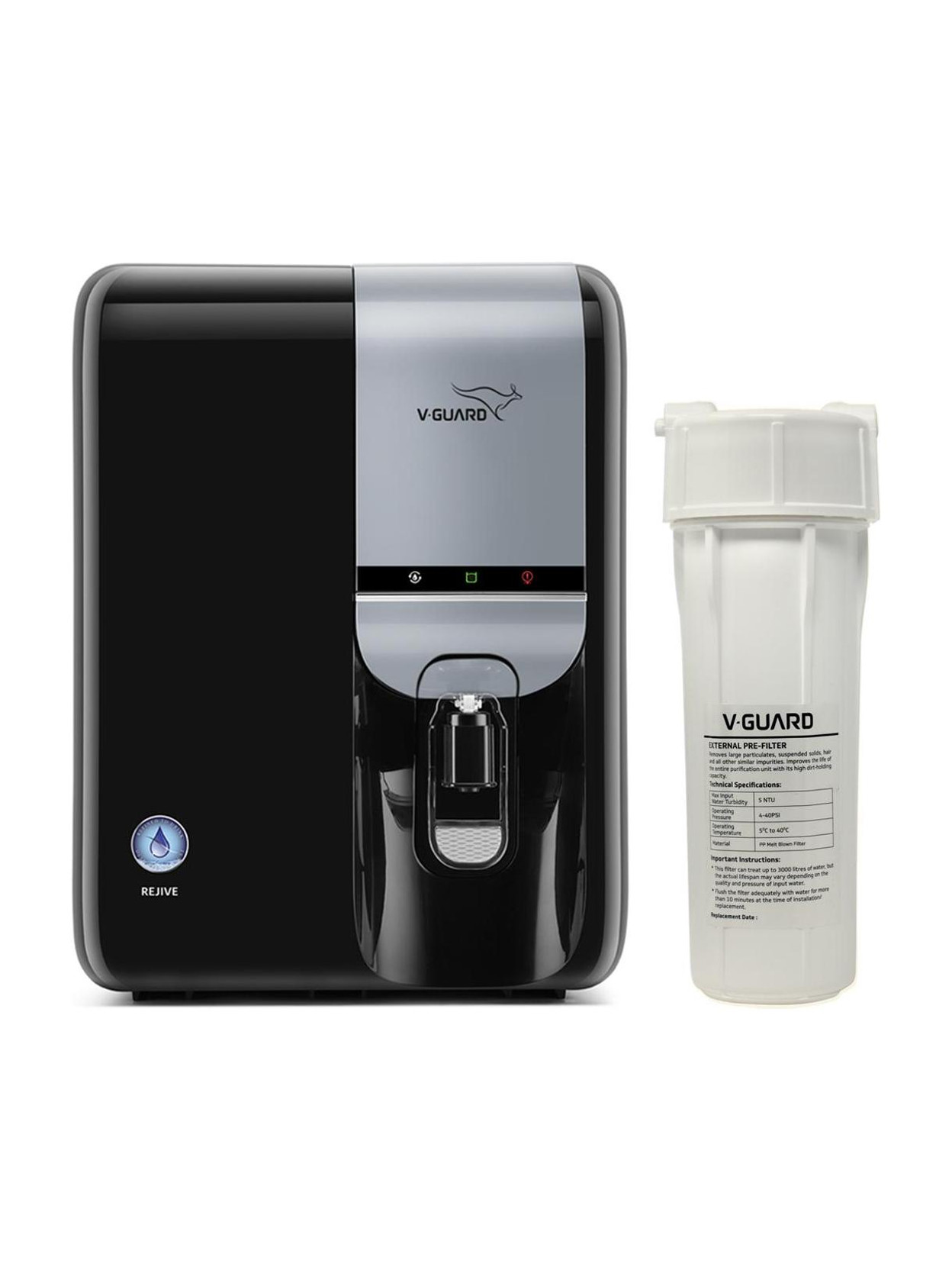 V-Guard Rejive 6.5 L RO + UF + Alkaline + Minerals Water Purifier