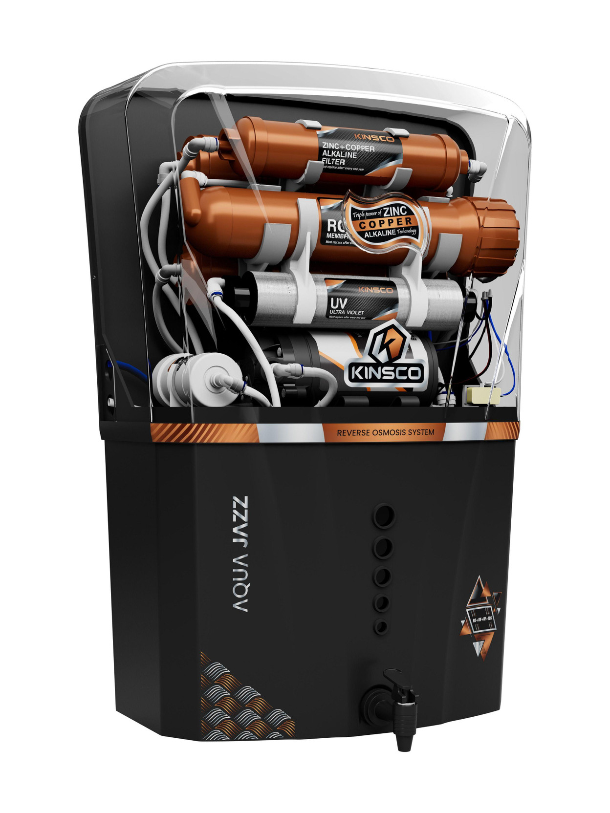 Kinsco Aqua Jazz ISI Mark 15 L RO + UV + Copper + Alkaline + Minerals Water Purifier