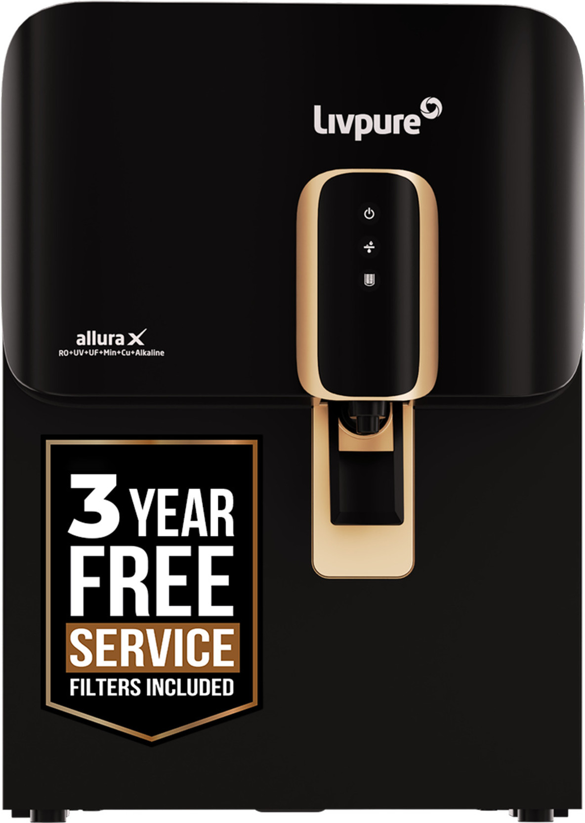 LIVPURE ALLURA-X 7 L RO + UV + UF + Copper + Alkaline Water Purifier No Service Cost for 3 Years (Filt...