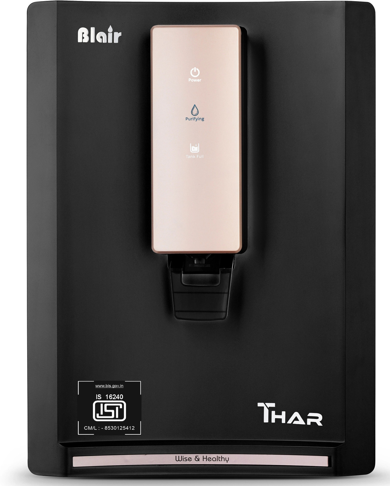Blair THAR BIS APPROVED ( IS 16240 ) 9 L RO + UV + UF + Copper + Alkaline + TDS Control Water Purifier
