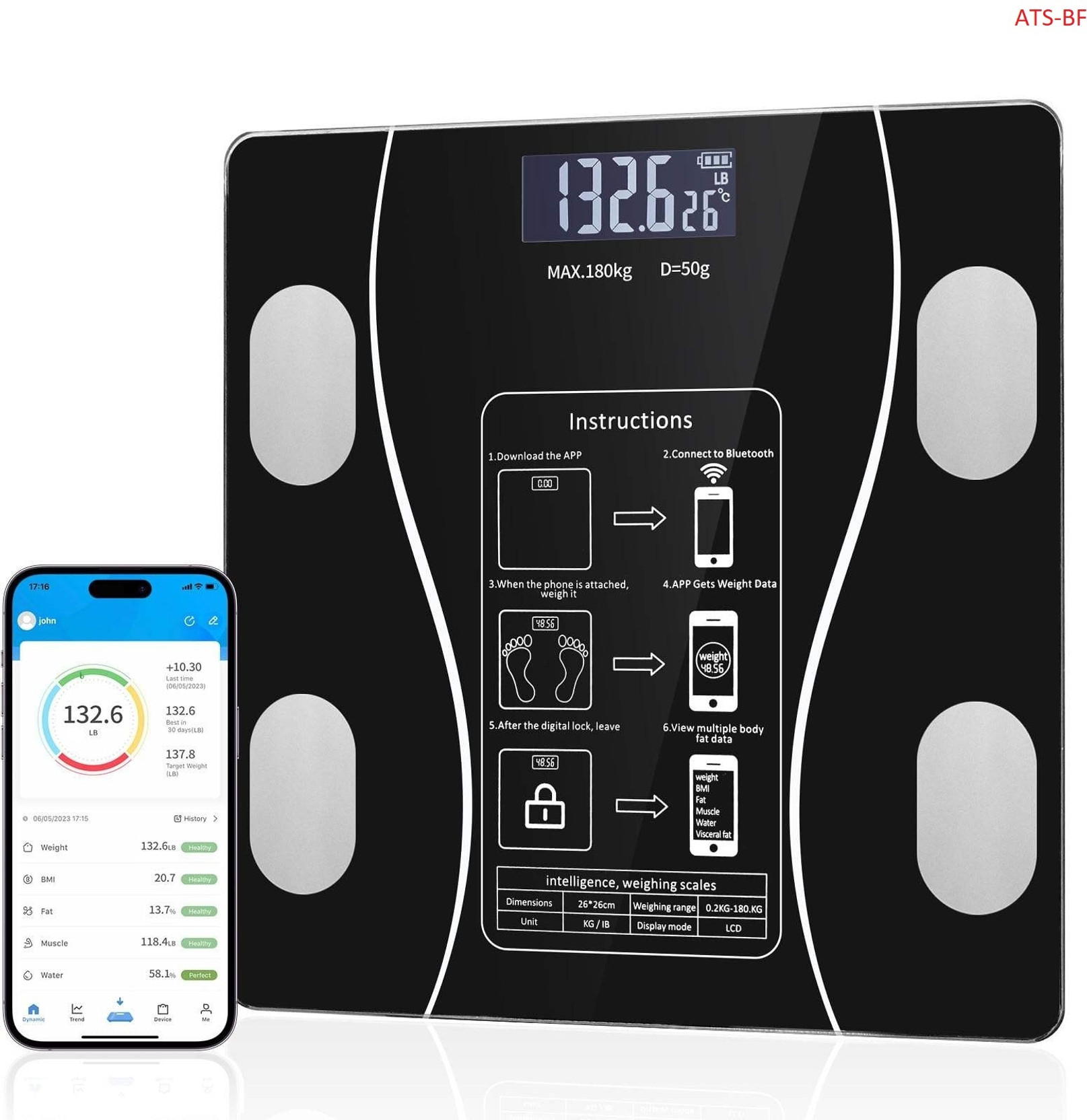 Accutrust Smart Digital Weight Machine for Home with BMI, Muscle Mass Weighing Scale