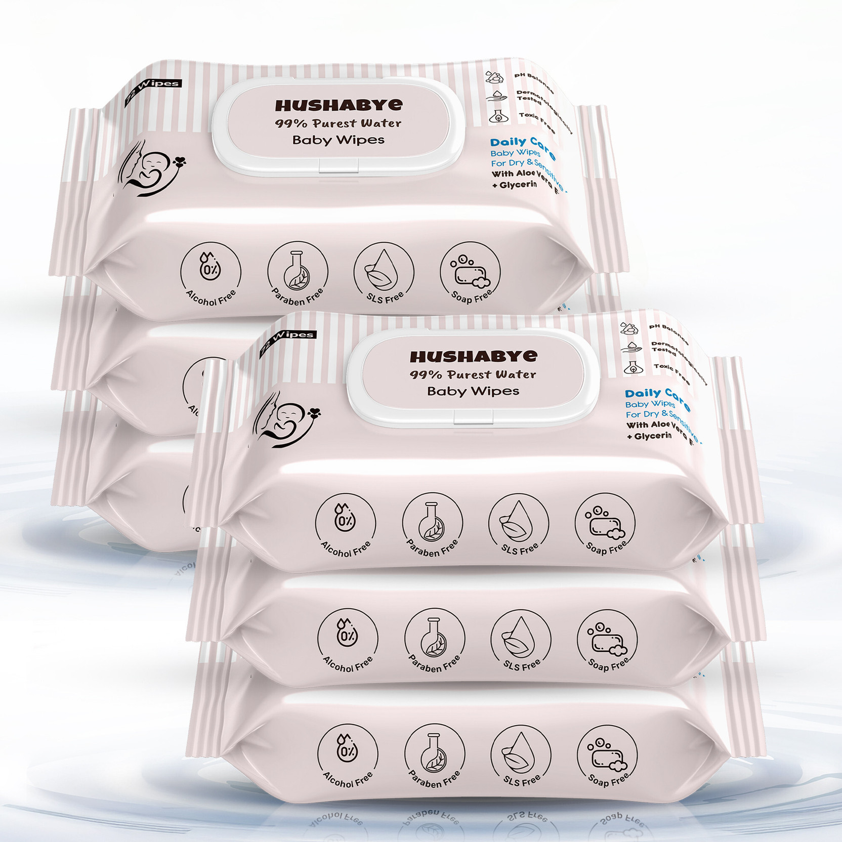 Hushabye Soft Baby Wet Wipes with AloeVera And Glycerin, Clinically Tested with Lid