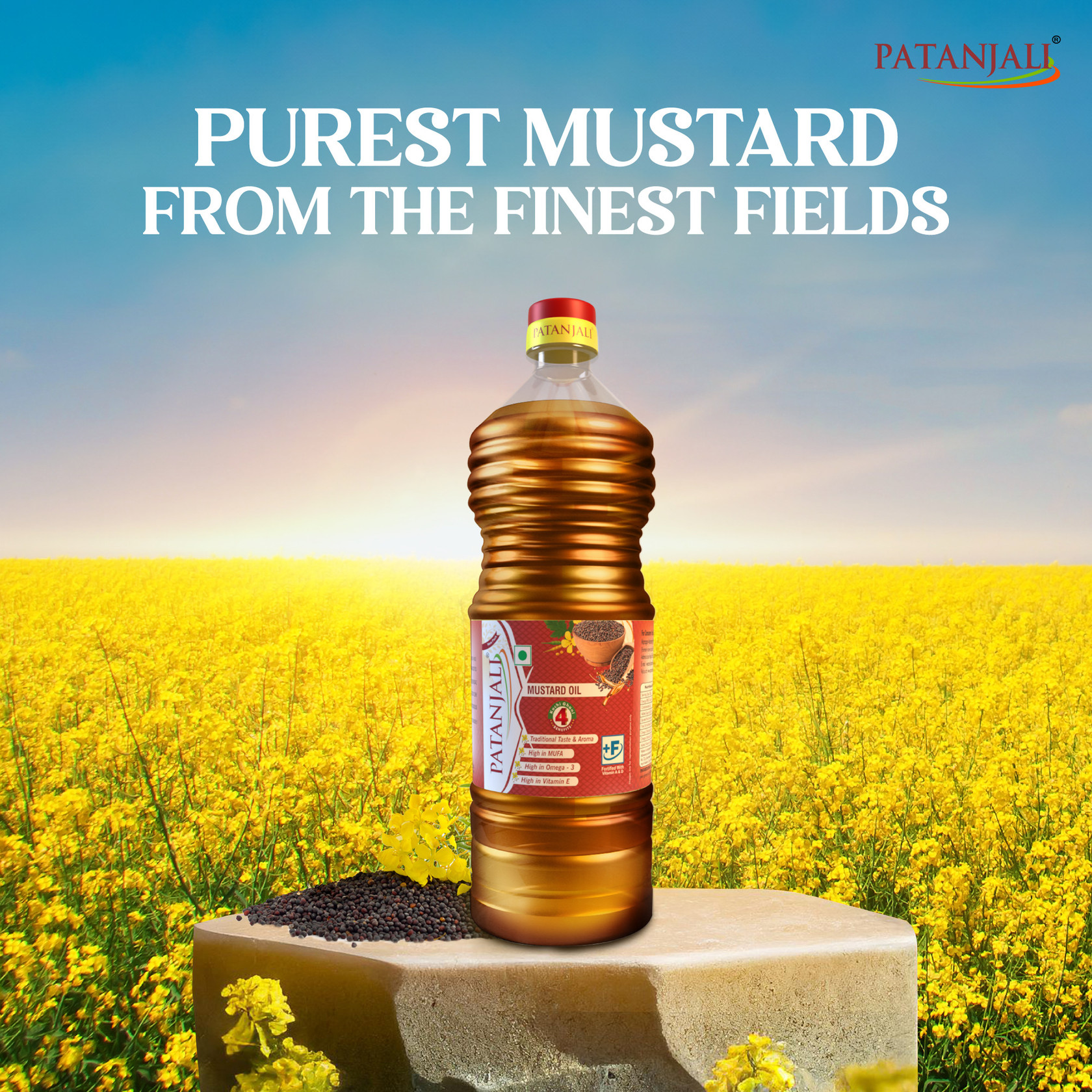 Patanjali Kachi Ghani Mustard Oil 1 L (Bottle)
