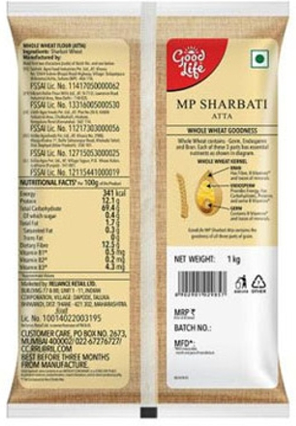 Good Life Mp Sharbati Atta 1 Kg