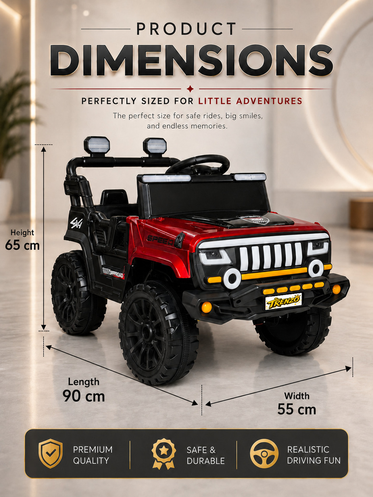 BH-80F 4x4 Painted Electric Ride-On Jeep for Kids with Swing Mode - ToyMall Manjeri