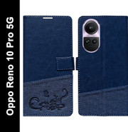 WBWONE Leather Folio Cover per OPPO Reno 10 5G / Reno 10 Pro 5G, Custodia in Pelle PU Magnetica Libro Flip Portafoglio con [Funzione Stand]. Blu