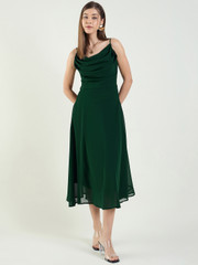 green emerald velvet dress Plus Size Pleated Mini Dress in Dark-green-swatch