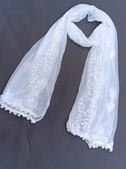 RANI SAAHIBA Dupatta da donna in chiffon ricamato, Blu navy
