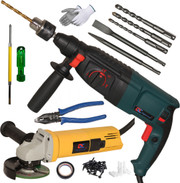ZX PWR 26MM HAMMER DRILL WITH 5PC DRILL BITS & ANGLE GRINDER 4