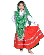 ITSMYCOSTUME Uttarakhand Dress Girl Turcoise & Red Lehenga Choli Dupatta  Indian State & Folk Kids Fancy Dress Costume -(Material : Silk & Georgette)  Kids Costume Wear Price in India - Buy ITSMYCOSTUME