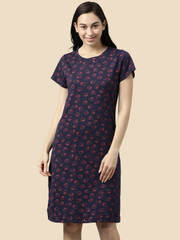 knee length dresses for ladies ZEYO Night Suit for Women's Black Leopard Printed Cotton Night Dress of  Shirt and Pajama set