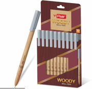 FLAIR Woody - Confezione da 30 penne a sfera a portafoglio, dimensioni della punta da 0,7 mm, design accattivante e legno, sistema di flusso dell'inchiostro liscio con inchiostro a bassa viscosità