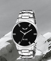 AXE Style Black Mens Watch & Steel Chain Day & Date Branded Wrist