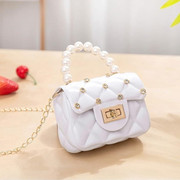 sen store White Shoulder Bag Small Pearl Handbags Kids Jelly Purse