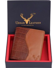 BAGMAN Leather Wallet For Men - Red Wood, Bi-Fold With RFID Protection