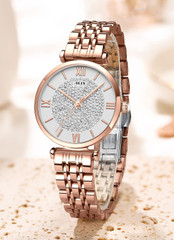 alyse♡ Alix Women fashion rose gold stainless steel strap with diamond