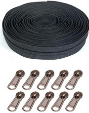 Togline ZIP NO. 5 ,5 MTR NAVY BLUE ZIP AND 10 SUN STAINLESS STEEL