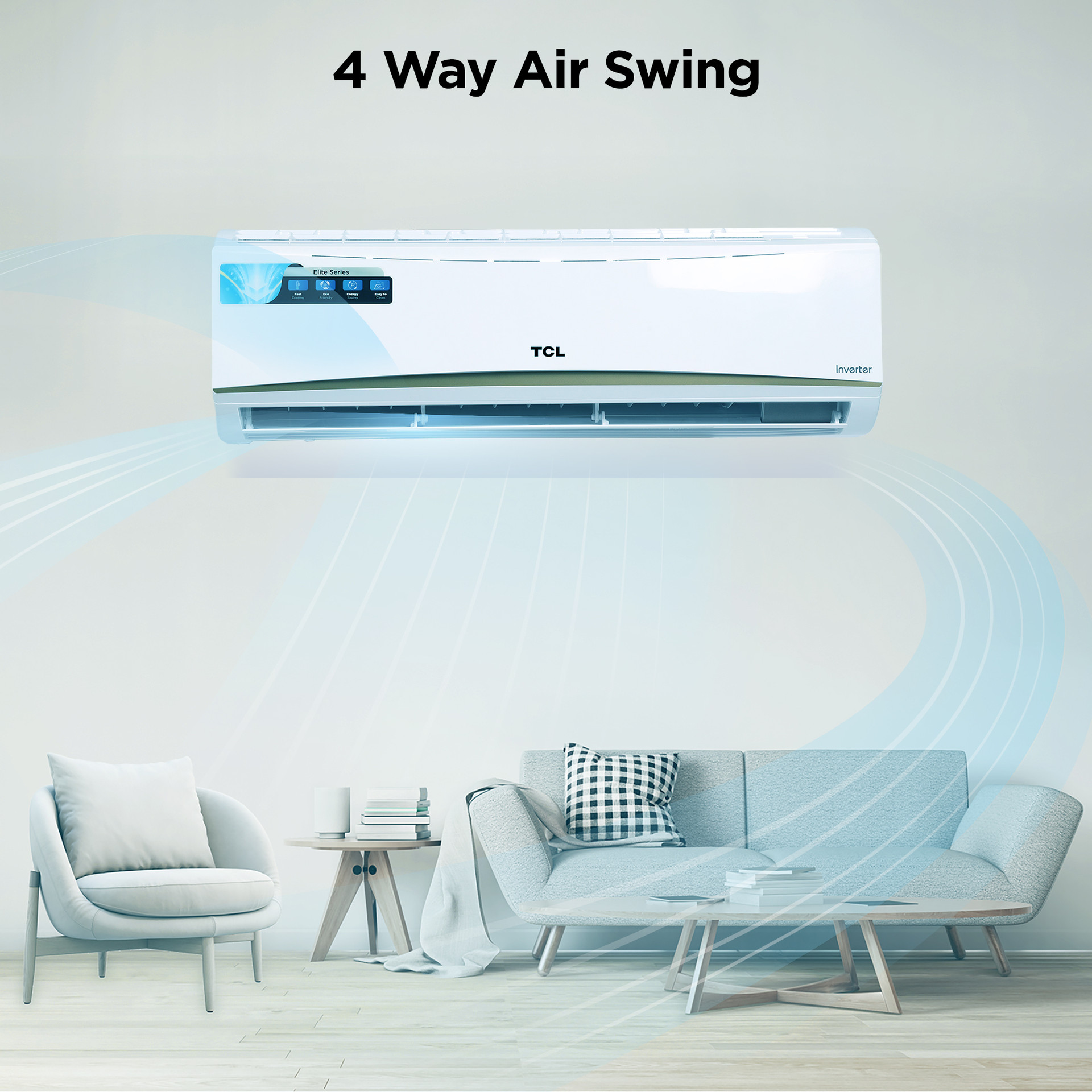 TCL 2026 Model 1 Ton 3 Star Split Inverter 7 Step Convertible with Powerful and Fast cooling, 4 Ways Swing, Blue Fin and Fungal Protection