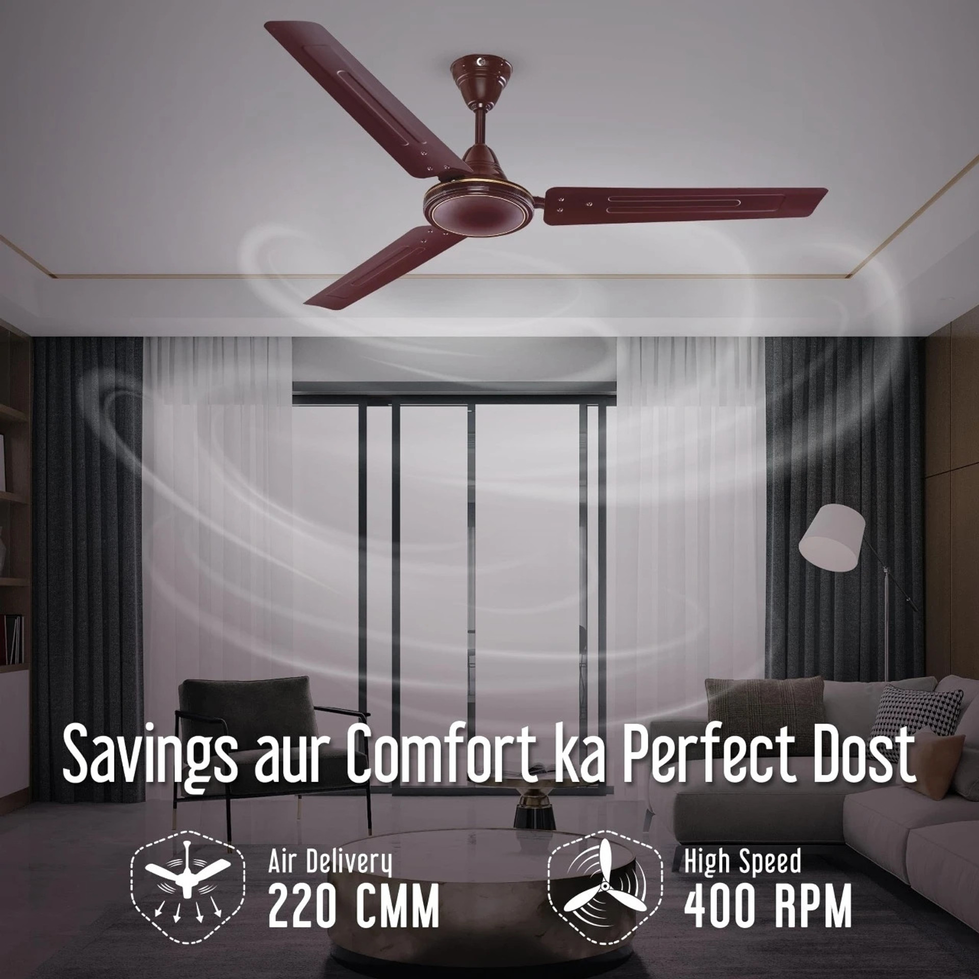 CG POWER CEILING FAN - TULIPAIR 1200MM-MATT BROWN-1S 3 cftup48lsbr1pe basic 52 1 induction ceiling fan 1200 cg original