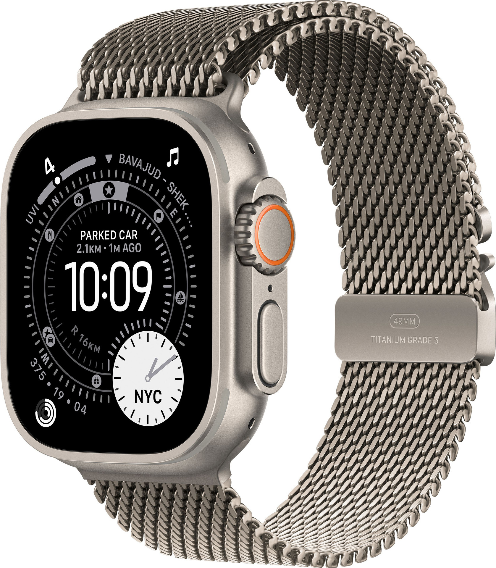Apple Watch Ultra 3 GPS + Cellular 49mm Natural Titanium Case Milanese Loop - Medium