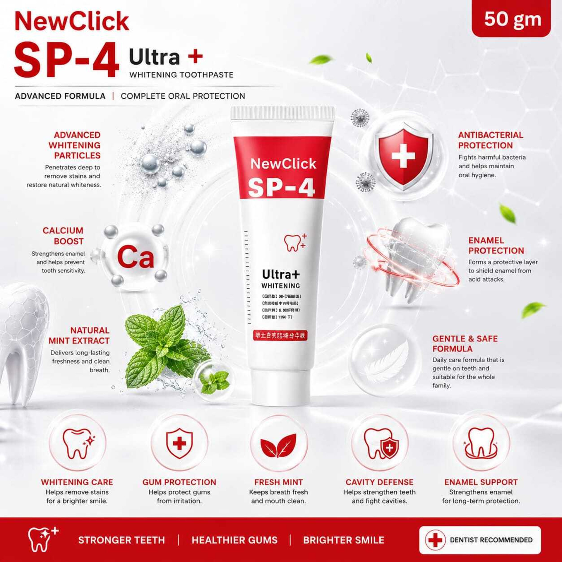 NewClick SP-4 Ultra Whitening Probiotic Toothpaste for men and women Toothpaste (30 g) image 2
