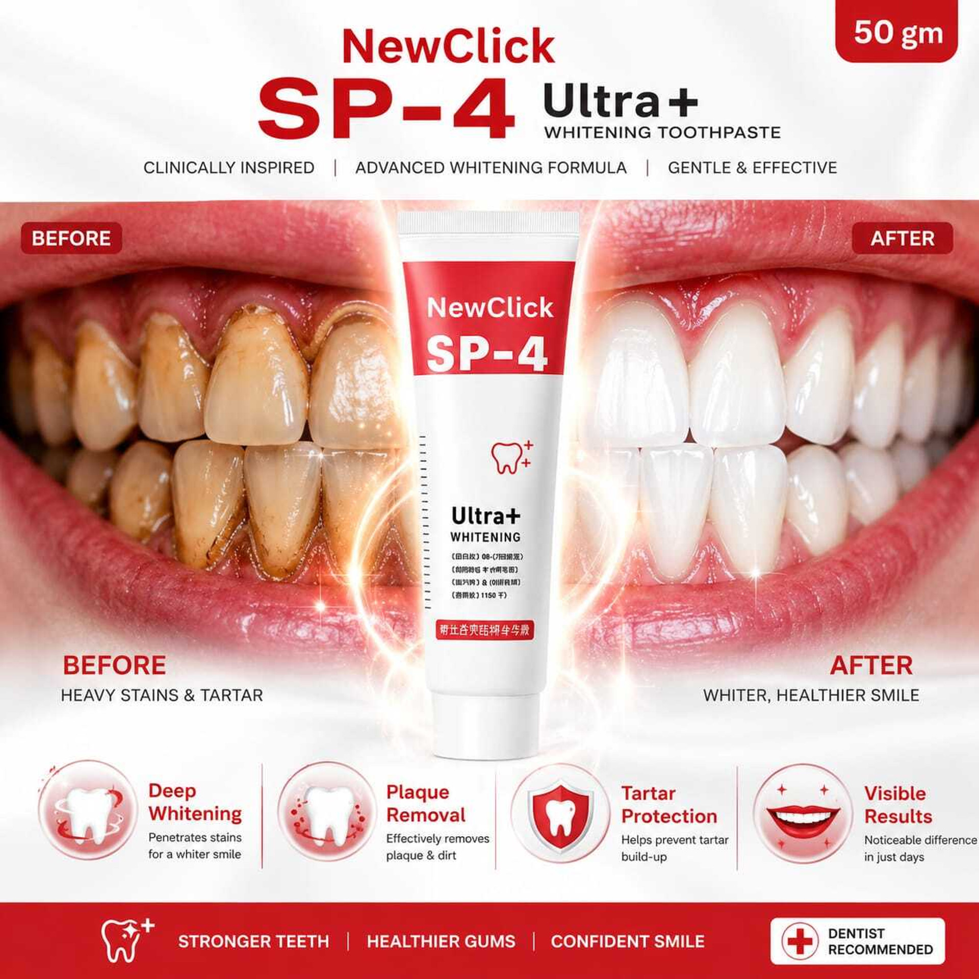 NewClick SP-4 Ultra Whitening Probiotic Toothpaste for men and women Toothpaste (30 g) image 4