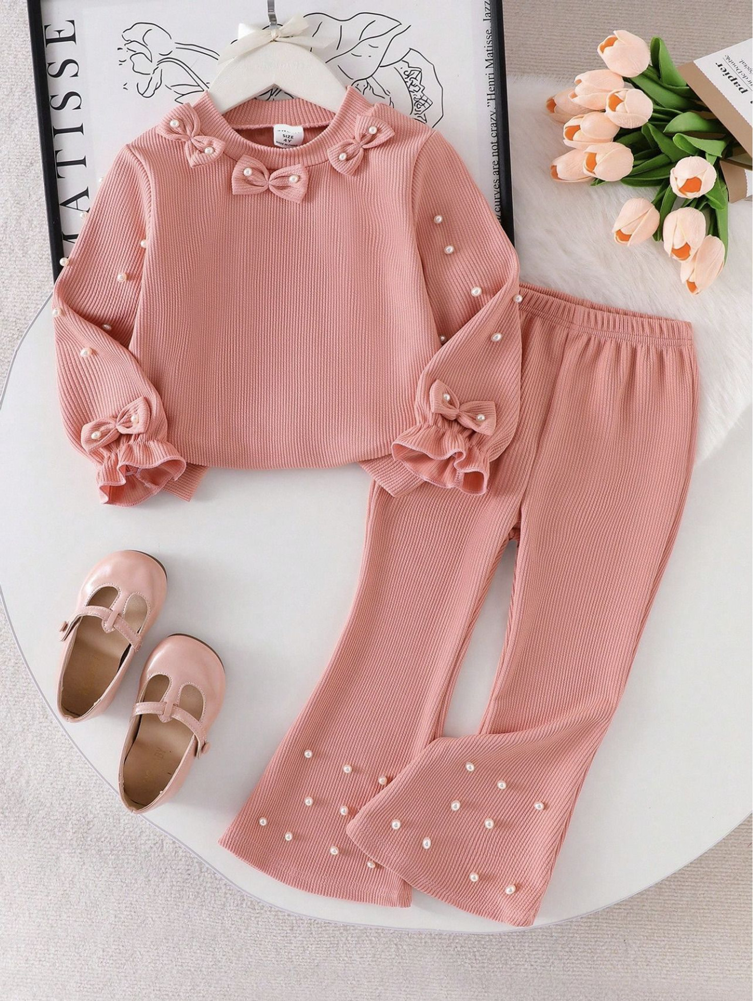 Qutie Girls Party(Festive) Top Pant (PEACH)