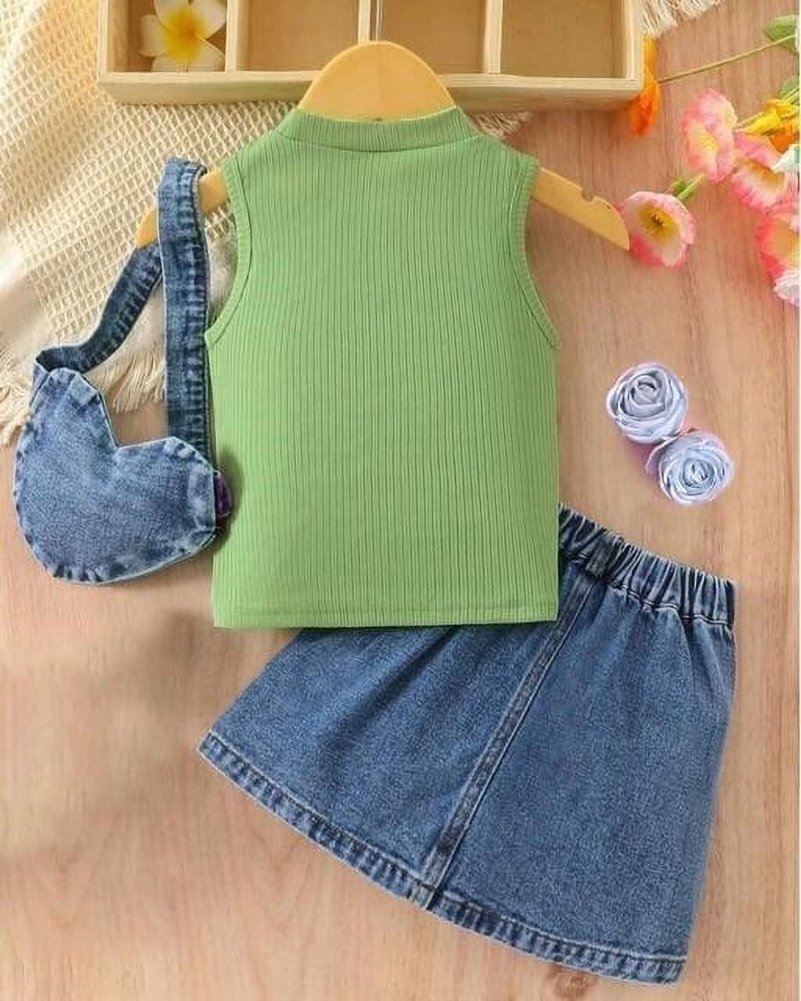 Miraj Girls Party(Festive) Top Skirt (Green & Blue) photo 2