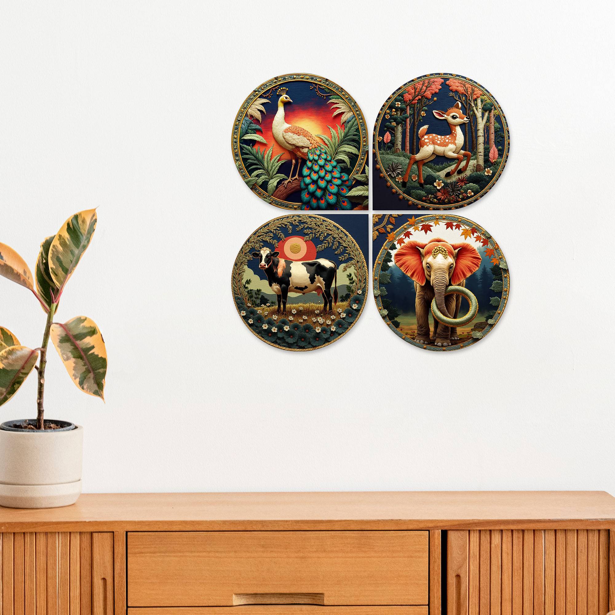 Pichwai Decorative Wooden Wall Hanging For Home Decor