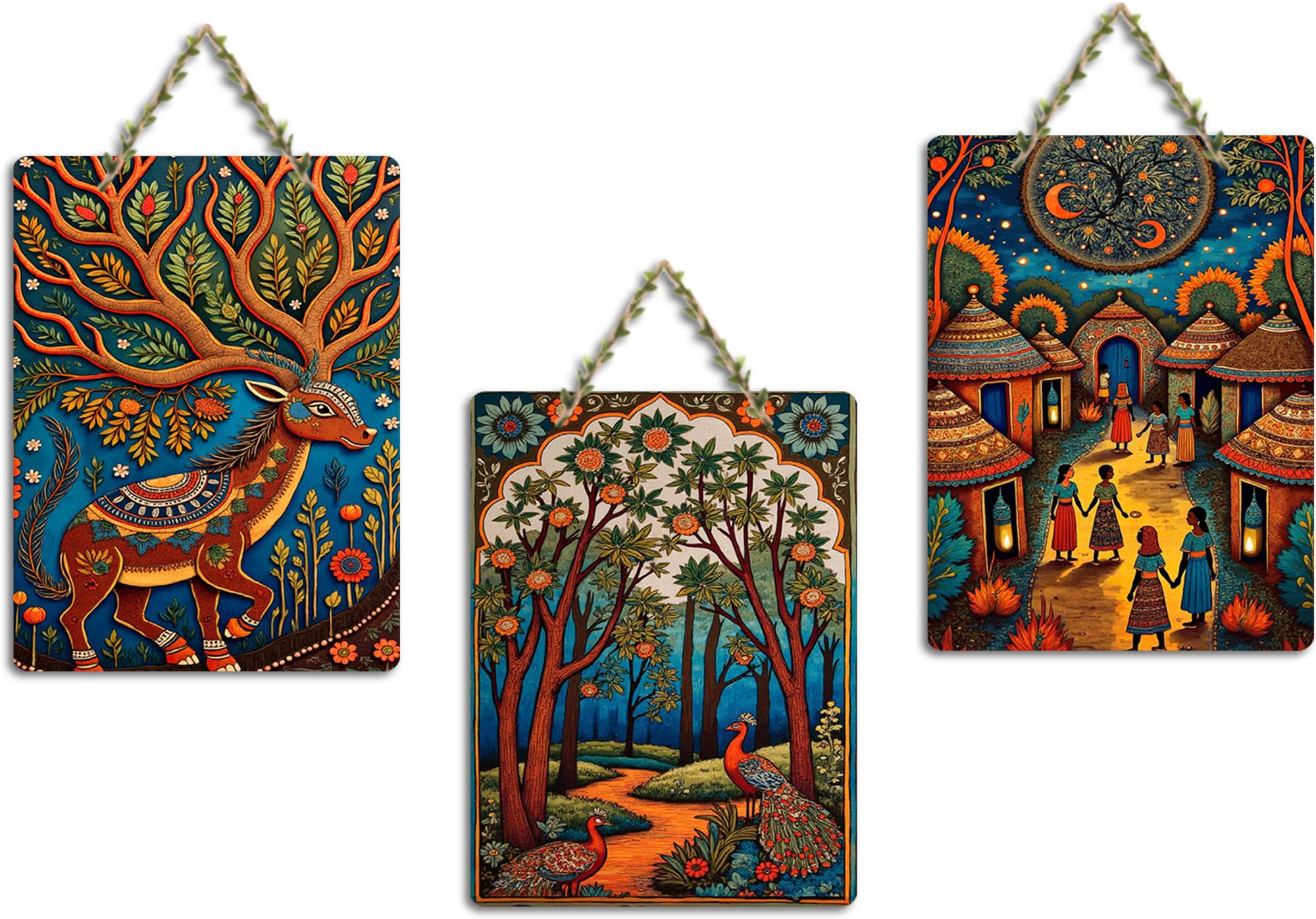 Traditional Indian Nature Wall Hanging Wooden Artwork