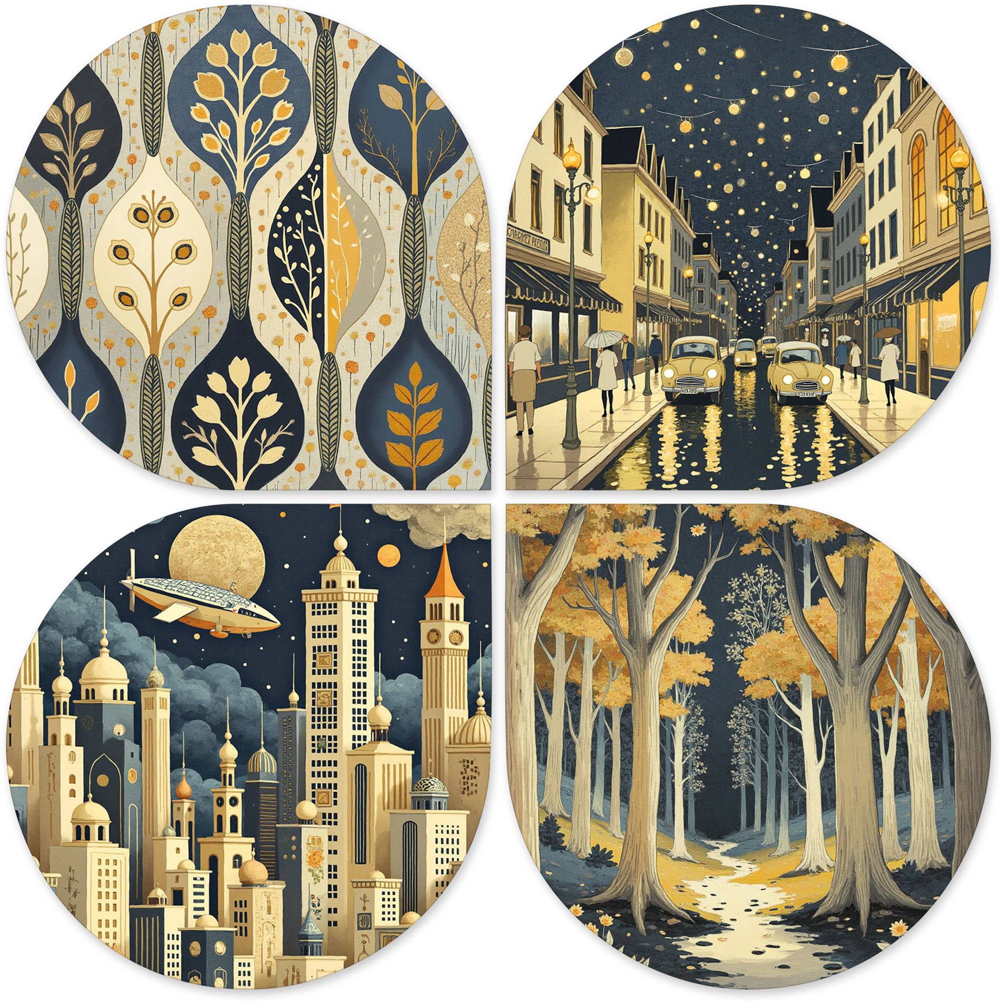 Modern Nightscape Handcrafted Mdf Wooden Decorative Wall Hanging