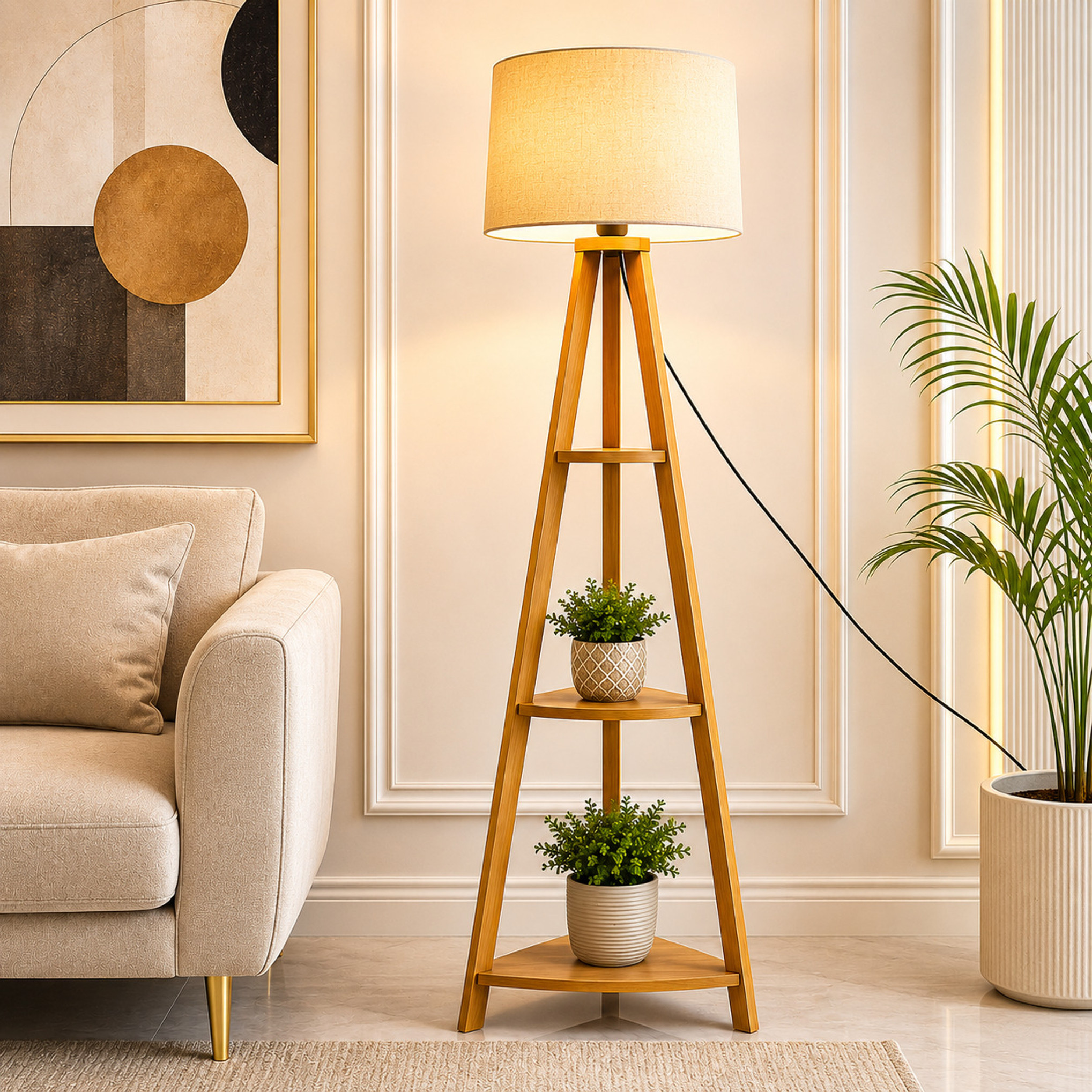 FEIXE Tripod Floor Lamp Standing Lamp with Shelf