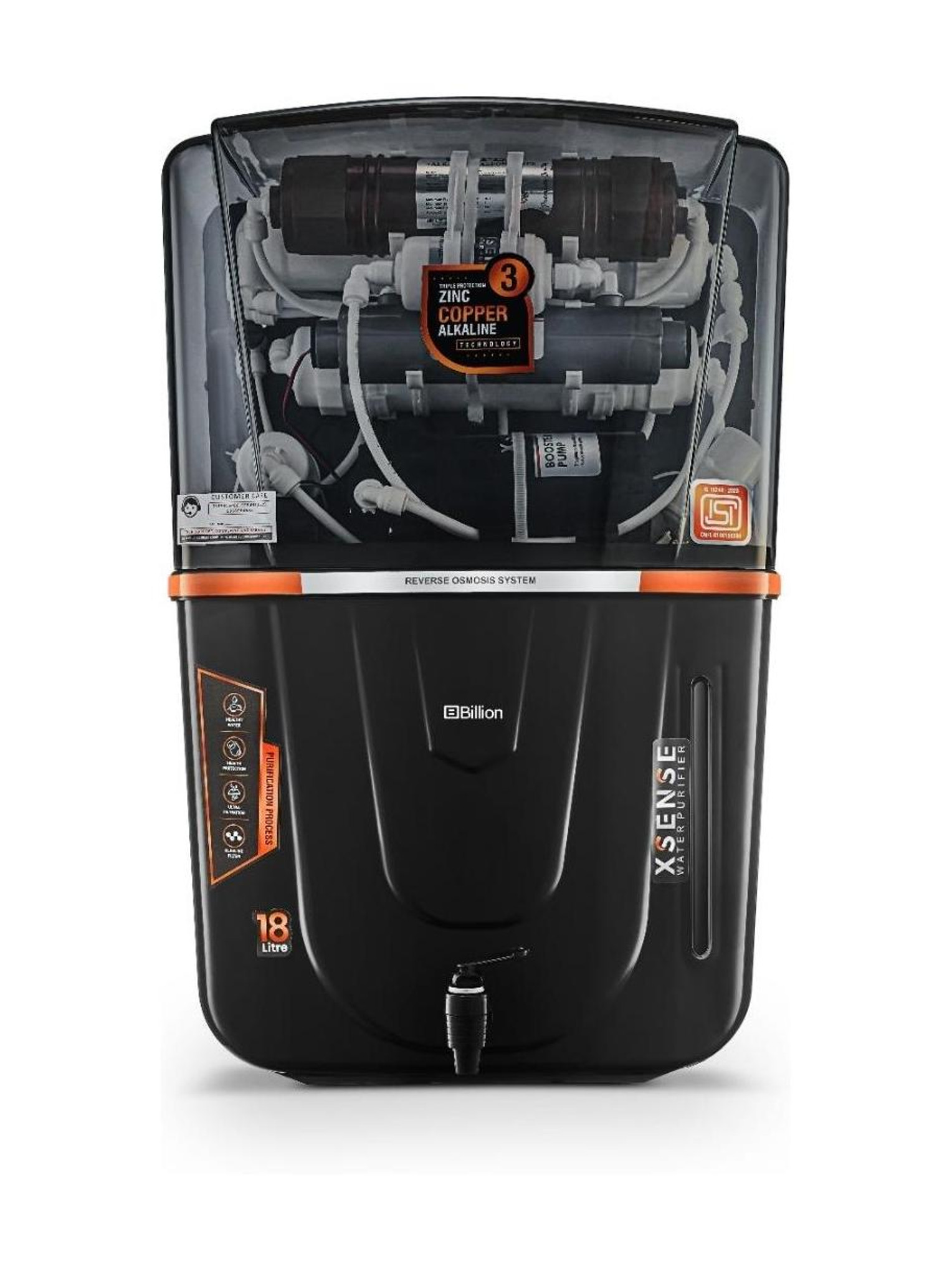 Billion Black Smoke Audy 18L RO UV UF Copper Alkaline Water Purifier