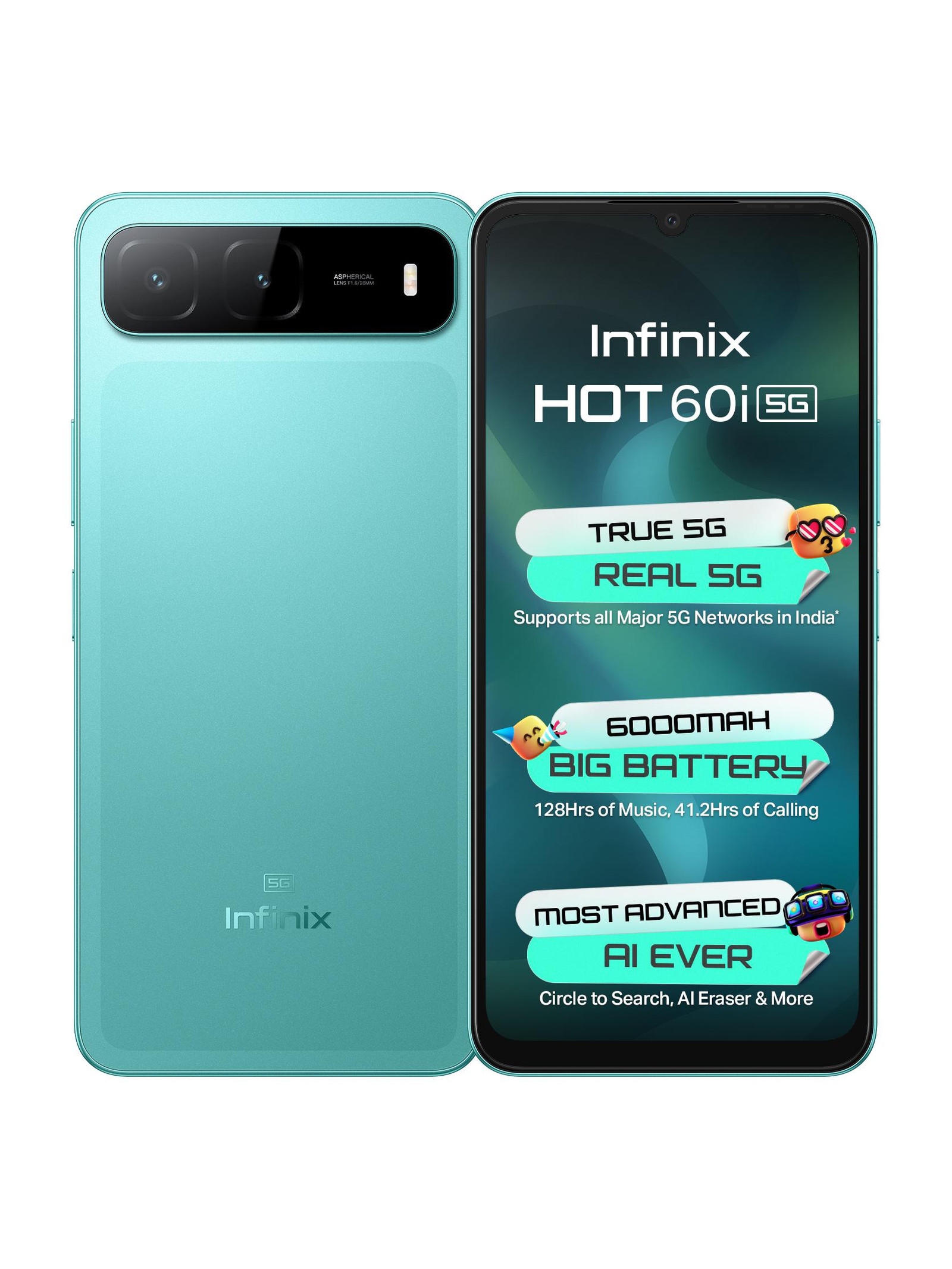 Infinix HOT 60i 5G | Dimensity 6400 | 6.75" HD+ 120H