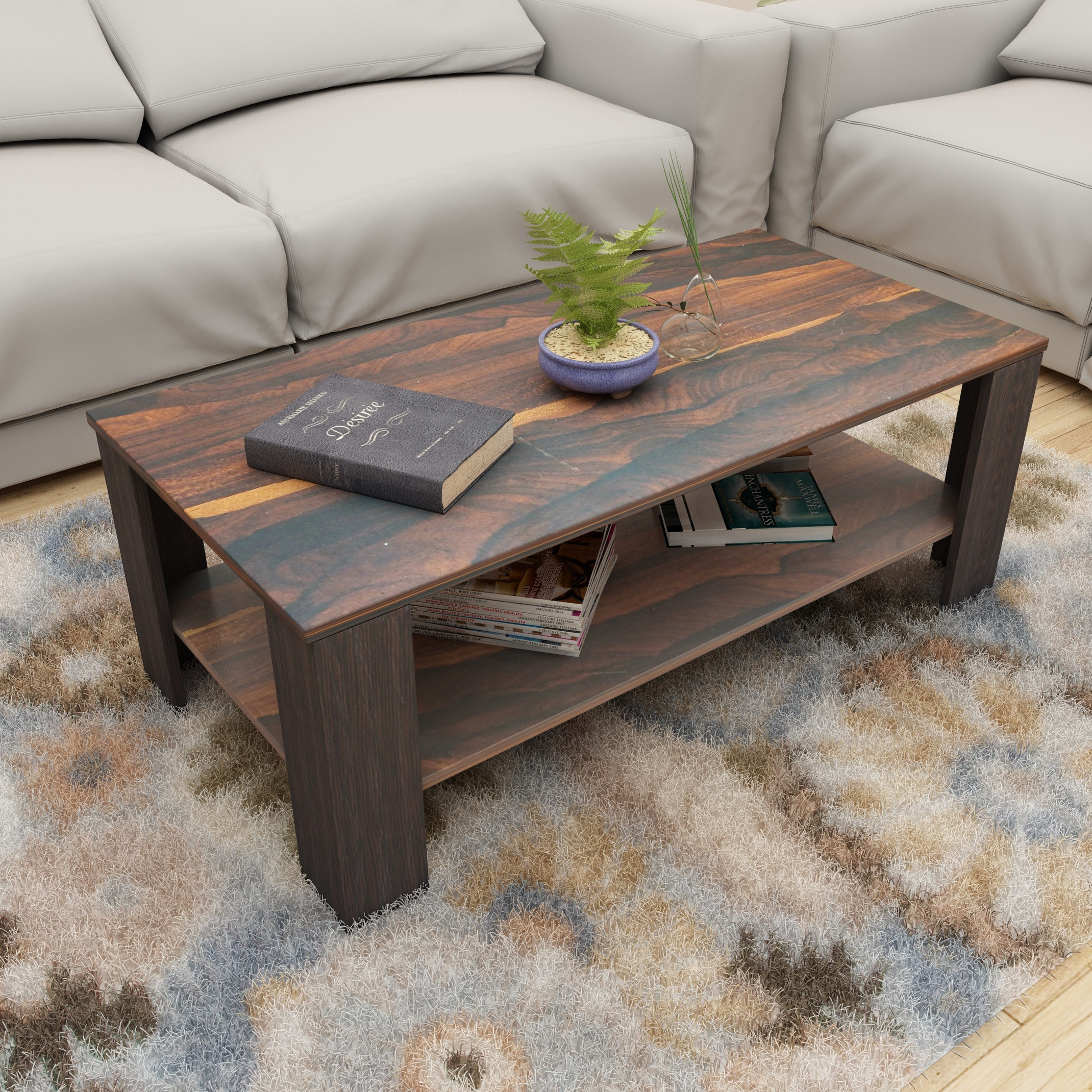 PepperWood Engineered Wood Coffee Table (Finish Color - WOODEN, Knock Down)