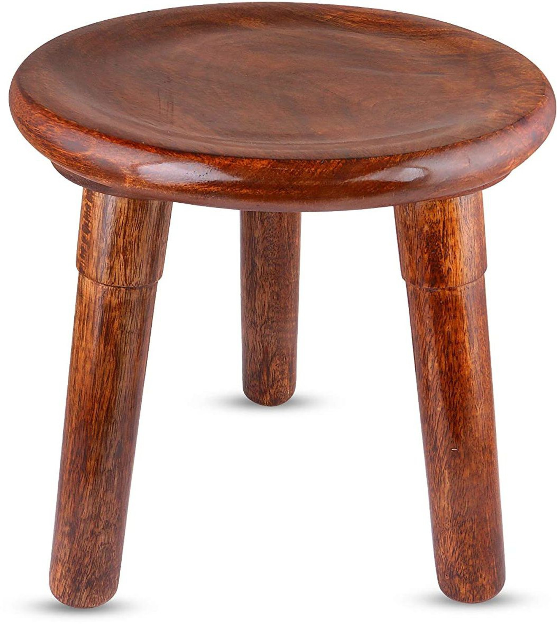 Amaze Shoppee Modern End Table/Stool for Living Room Side/Corner Table -Brown Round Tabletop with 3 Foldable Legs Solid Wood End Table (Finish Color - Brown, DIY(Do-It-Yourself))