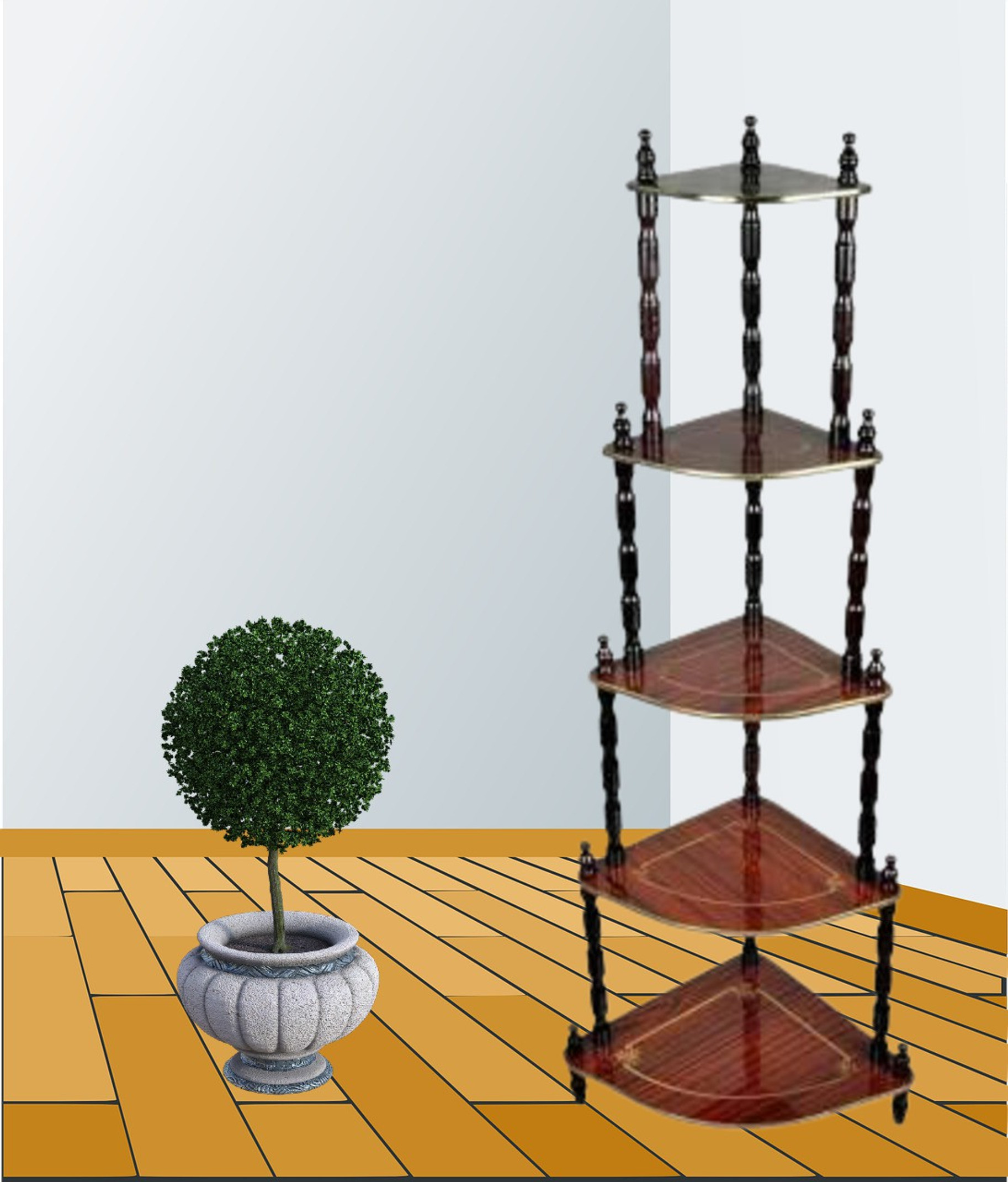 AVB 5 Shelve Corner Table Wooden Shelf ( Brown ) Engineered Wood Side Table (Finish Color - Brown, DIY(Do-It-Yourself))