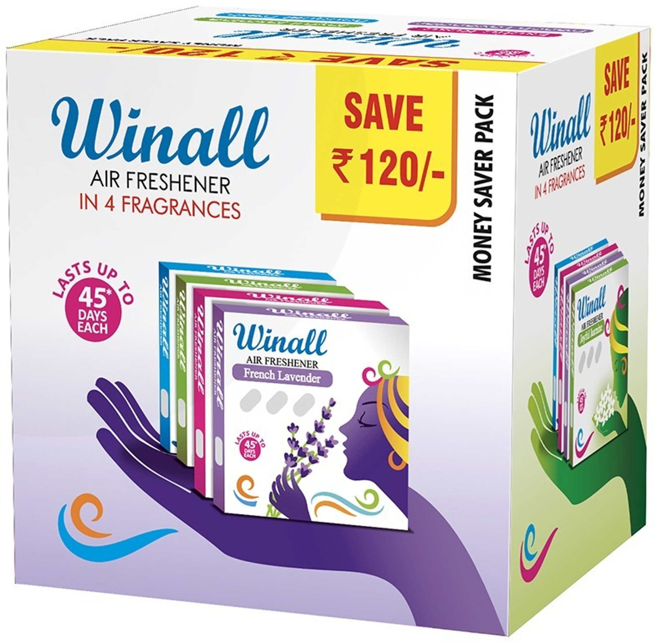 WINALL Rose, Jasmine, Lavender, Bouquet Fresh Blocks Buy 2 Get 2 Free_75g (4 x 1 Units)