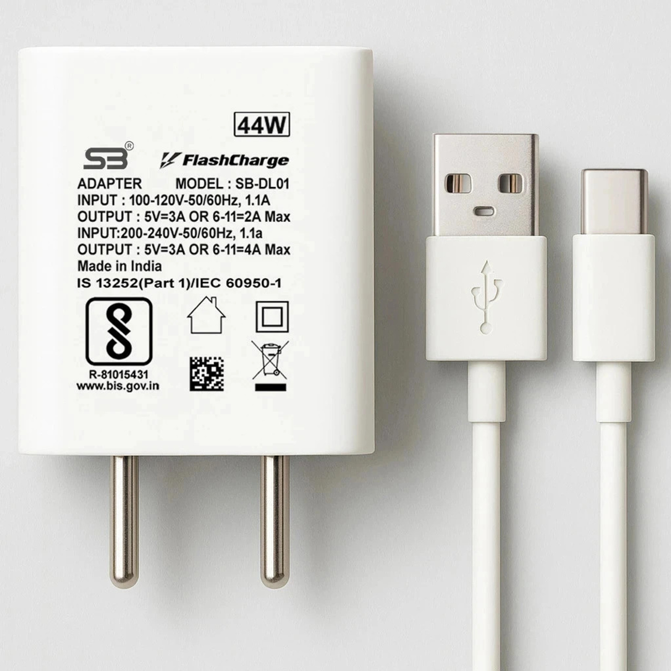SB 44 W 4 A Wall Charger for Mobile with Detachable Cable (support FLASH 2.0 only supported device, White, Cable Included)
