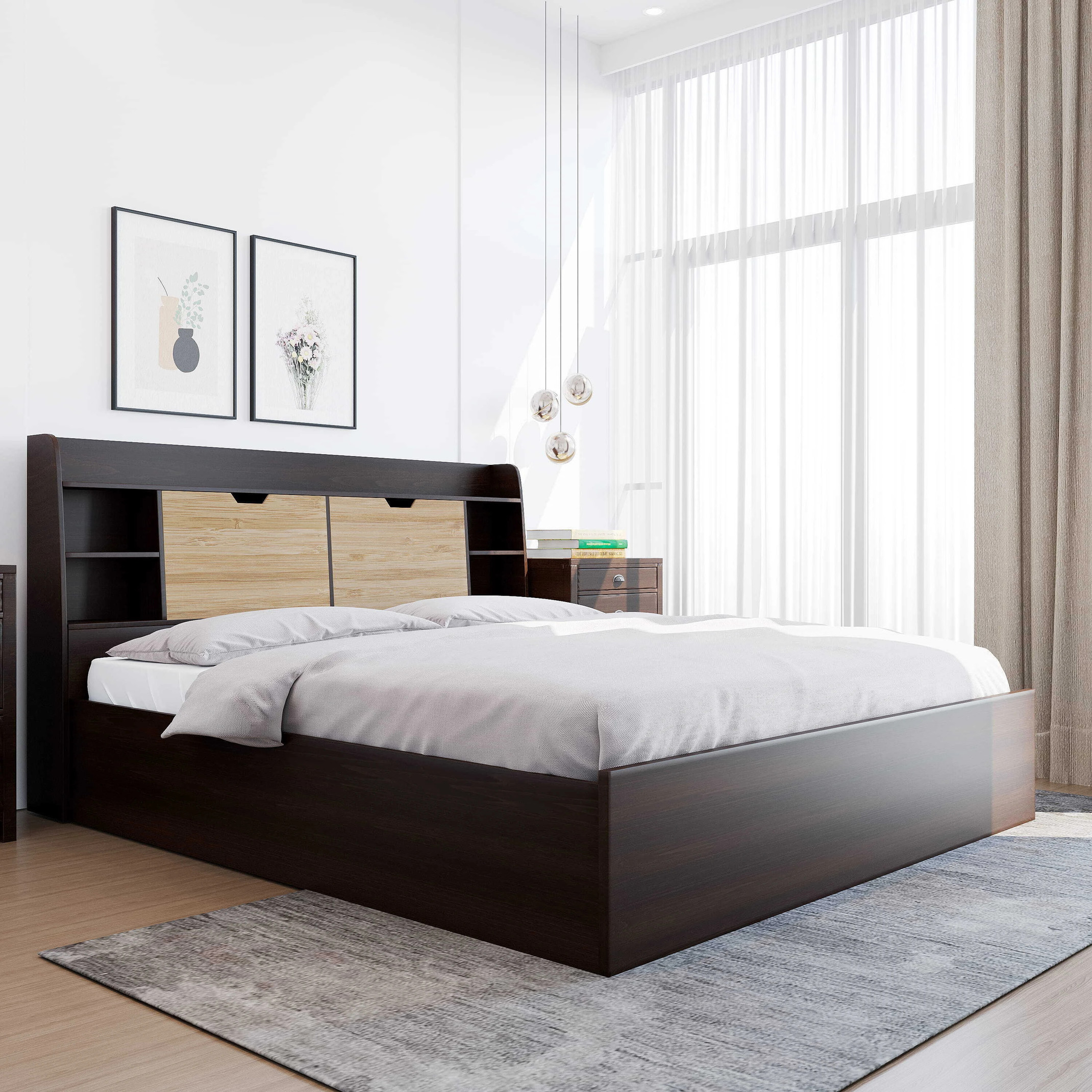 Nilkamal Riva Engineered Wood King Box Bed, 221.5 cm x 192 cm (7.27 ft x 6.3 ft) (Finish Color - New Wenge, Delivery Condition - Knock Down)