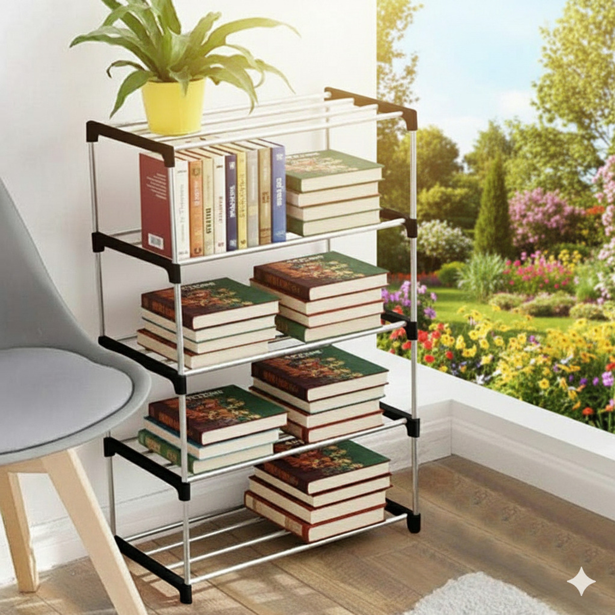 thos Multipurposar Storage Rack 5 Row Metal Open Book Shelf (Fini... more