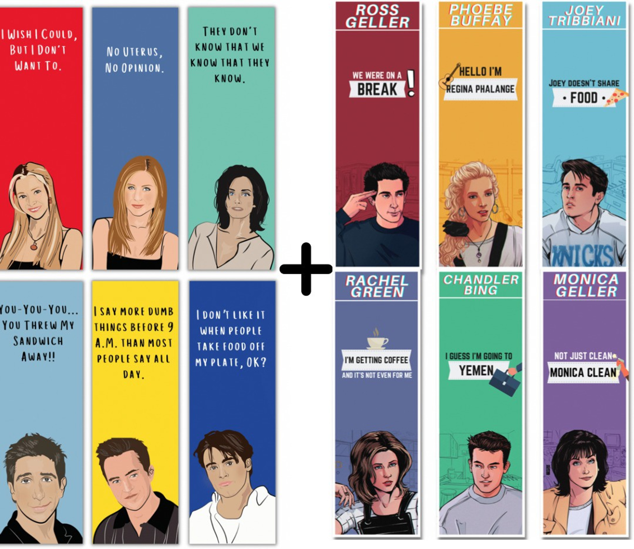 Gangaur Enterprises Friends TV Show Illustrated Bookmarks - Pack of 12 (Combo of 2) Digital Print On 300 GSM sheet Bookmark (Friends TV Series, Multicolor)