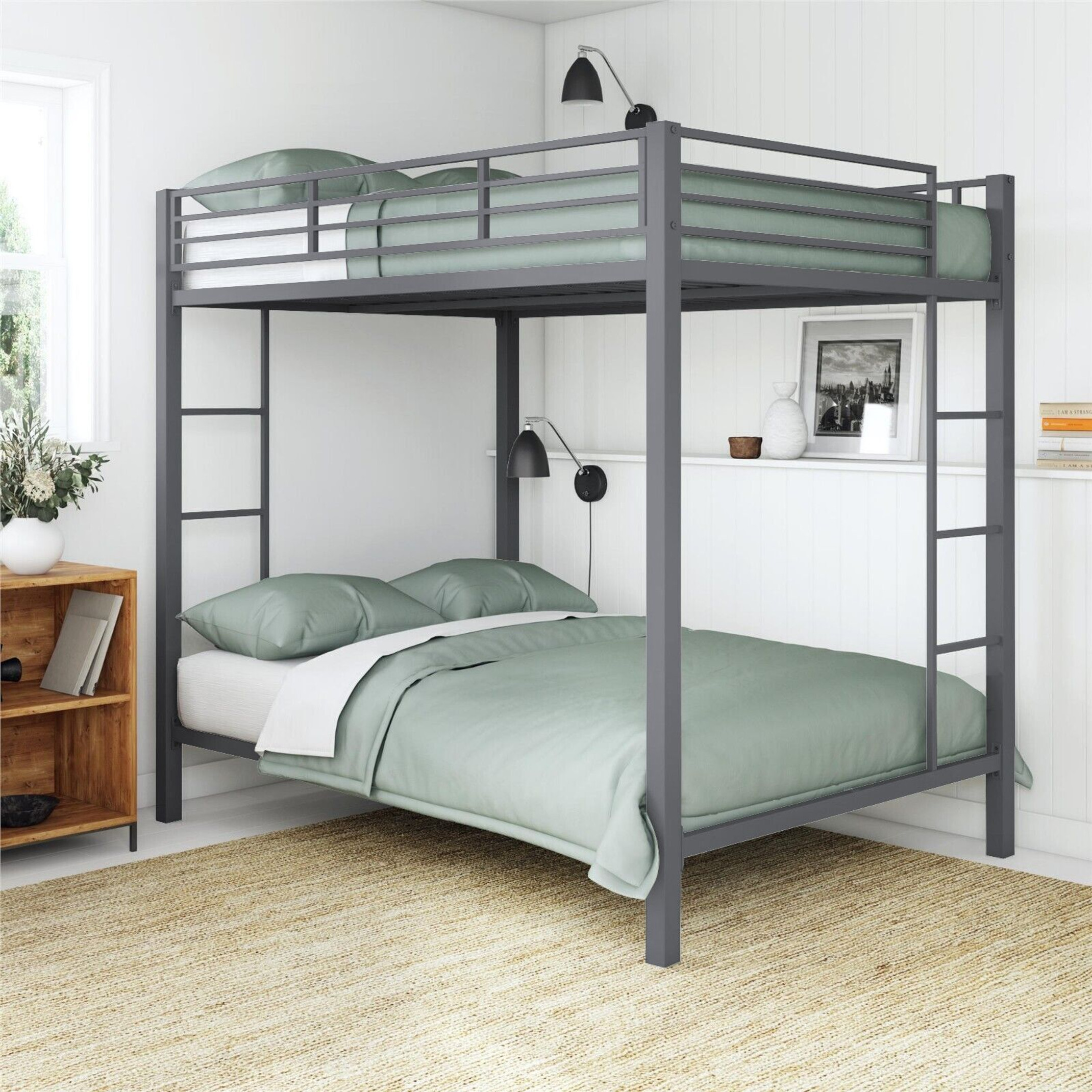Heaven Shield ®™ | Avengers Twin Bed for Junior/ Adults with Guard Rail, Metal Bunk Bed Metal Bunk Bed (Finish Color - Grey, DIY(Do-It-Yourself))