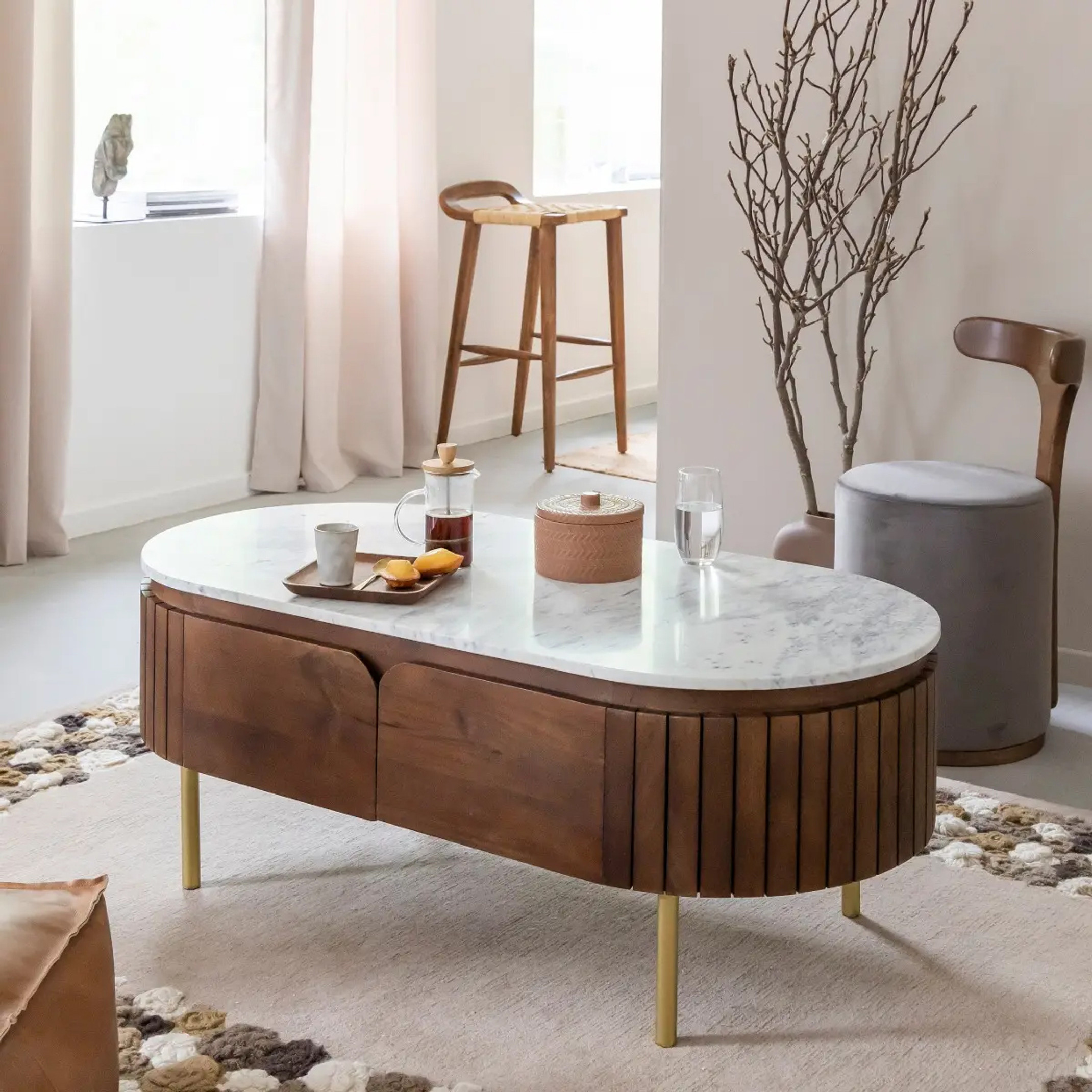 THE ATTIC Stone Coffee Table (Finish Color - Provincial Teak, DIY(Do-It-Yourself))