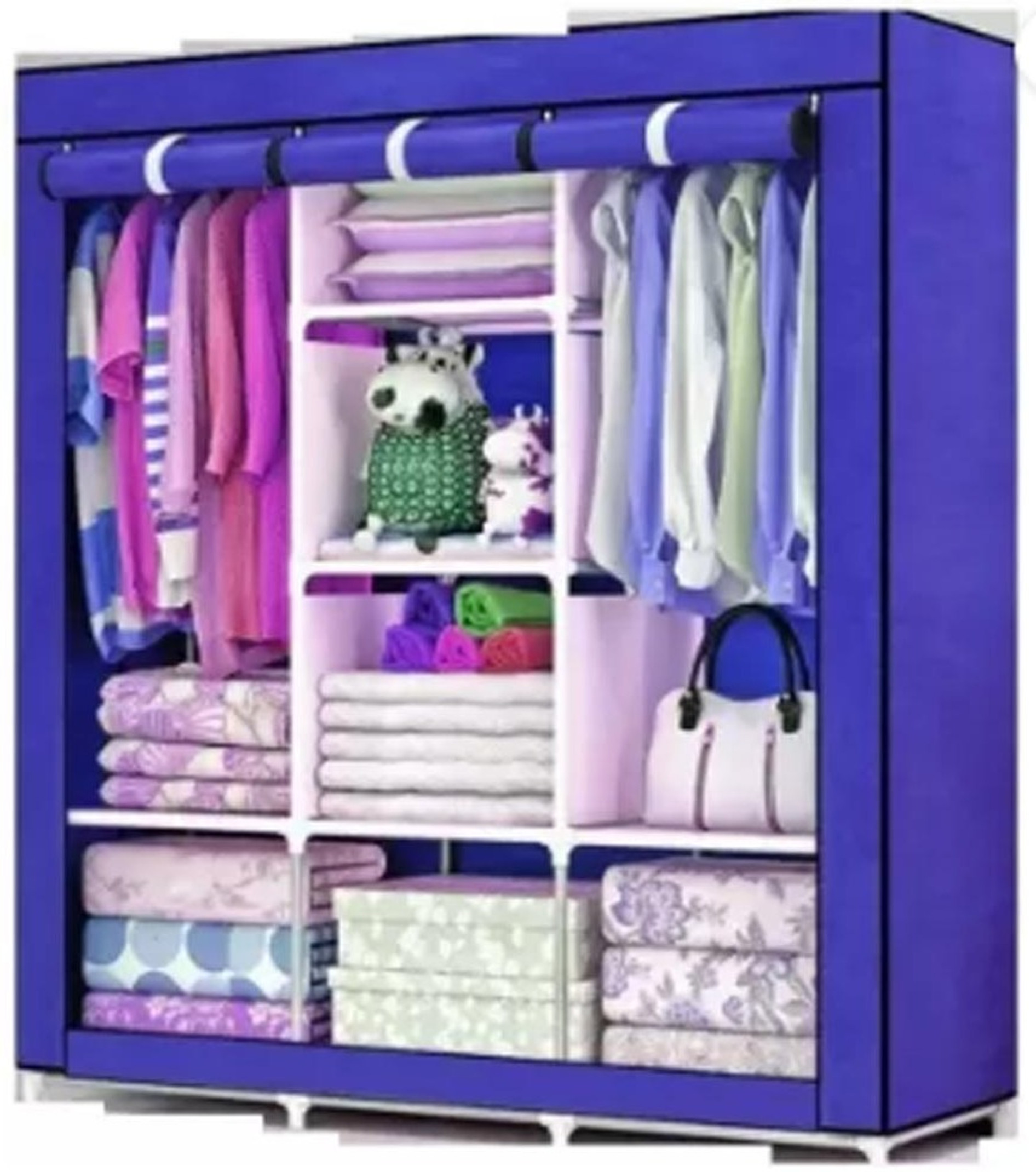 STEEZE Carbon Steel Collapsible Wardrobe (Finish Color - Blue, DIY(Do-It-Yourself))
