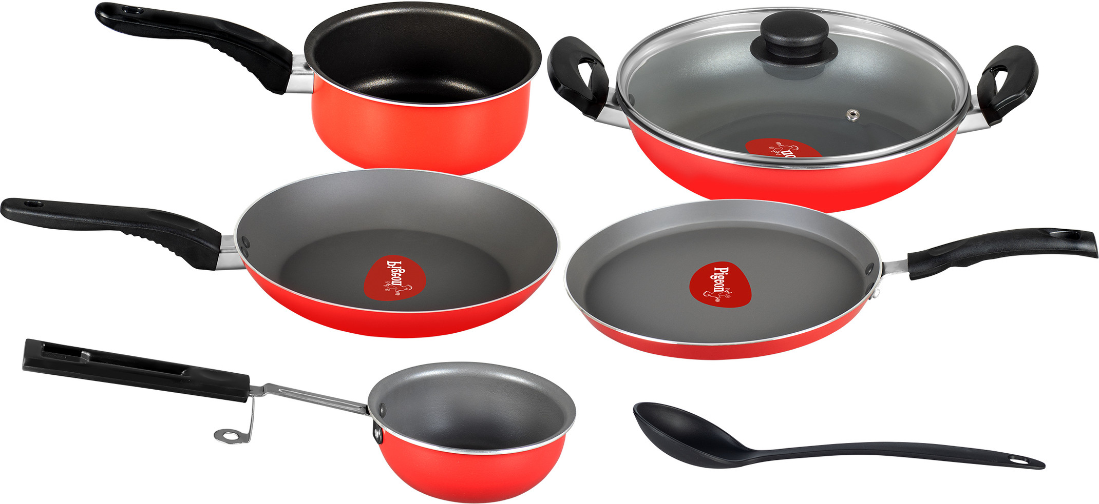 Pigeon Favourite Gift Non-Stick Coated Cookware Set (Aluminium, 7 - Piece)