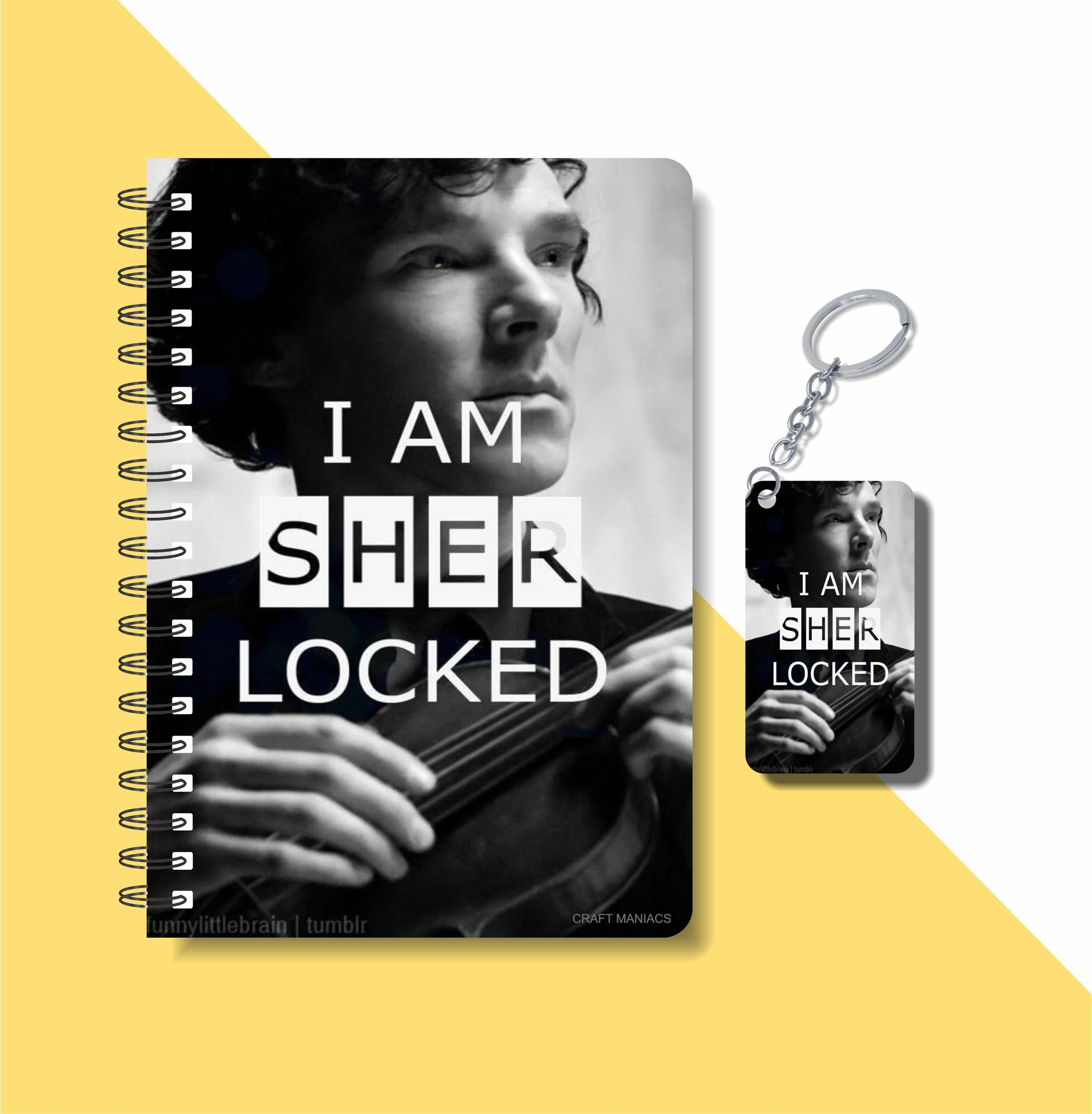 craft maniacs SHERLOCK A5 Notebook RULED 160 Pages (SHERLOCK BLACK WHITE POSTER ART)