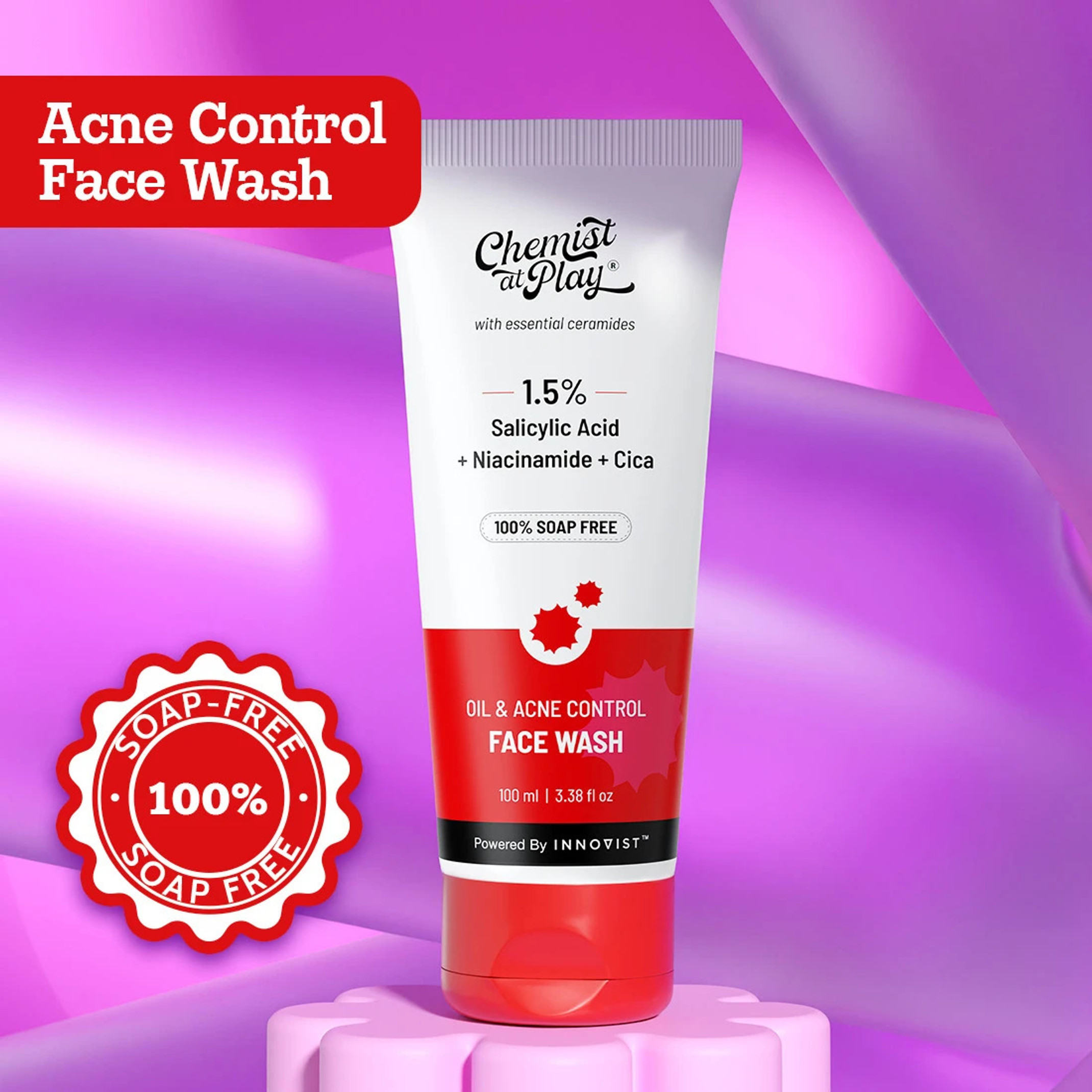 Chemist at Play Acne Control Face wash | Salicylic Acid, Niacinamide Facewash| For Men & Women Face Wash (100 ml)